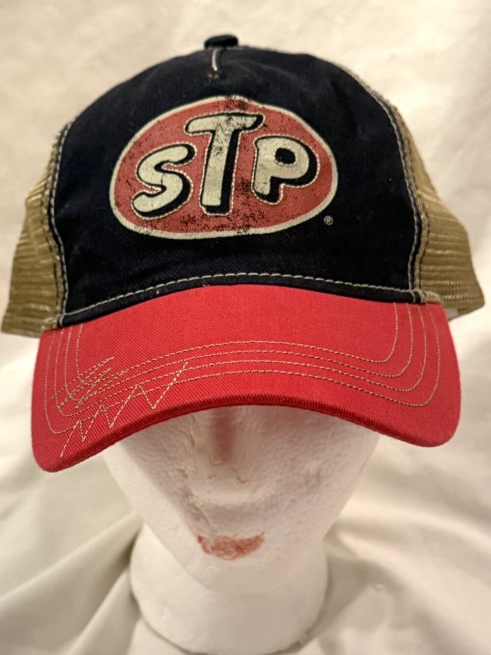STP Vintage Trucker Hat Navy Red Khaki Mesh Snapback H3 Headwear Racing Cap